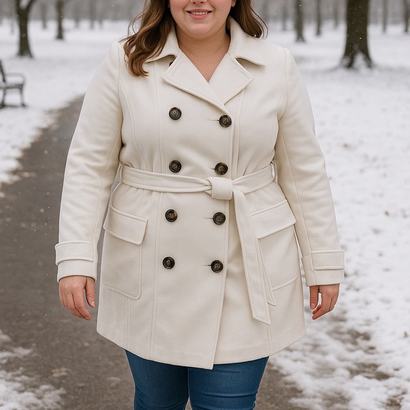 🤍 Old Navy White Double-Breasted Trench Coat 🤍 - Picture 1 of 14